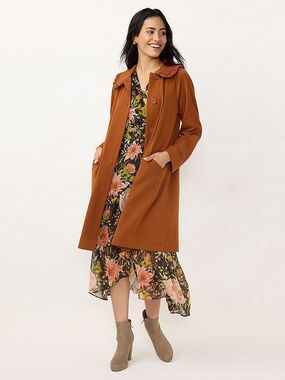 LC Lauren Conrad Copper Brown Swing Coat